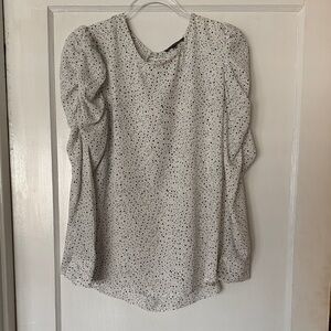 Adrianna Papell White and Black Speckled Blouse